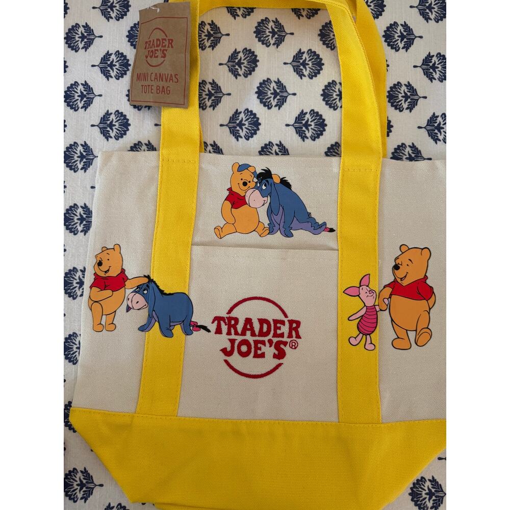 Disney Winnie The Pooh Double Sided Yellow Custom Made Trader Joes Mini Tote